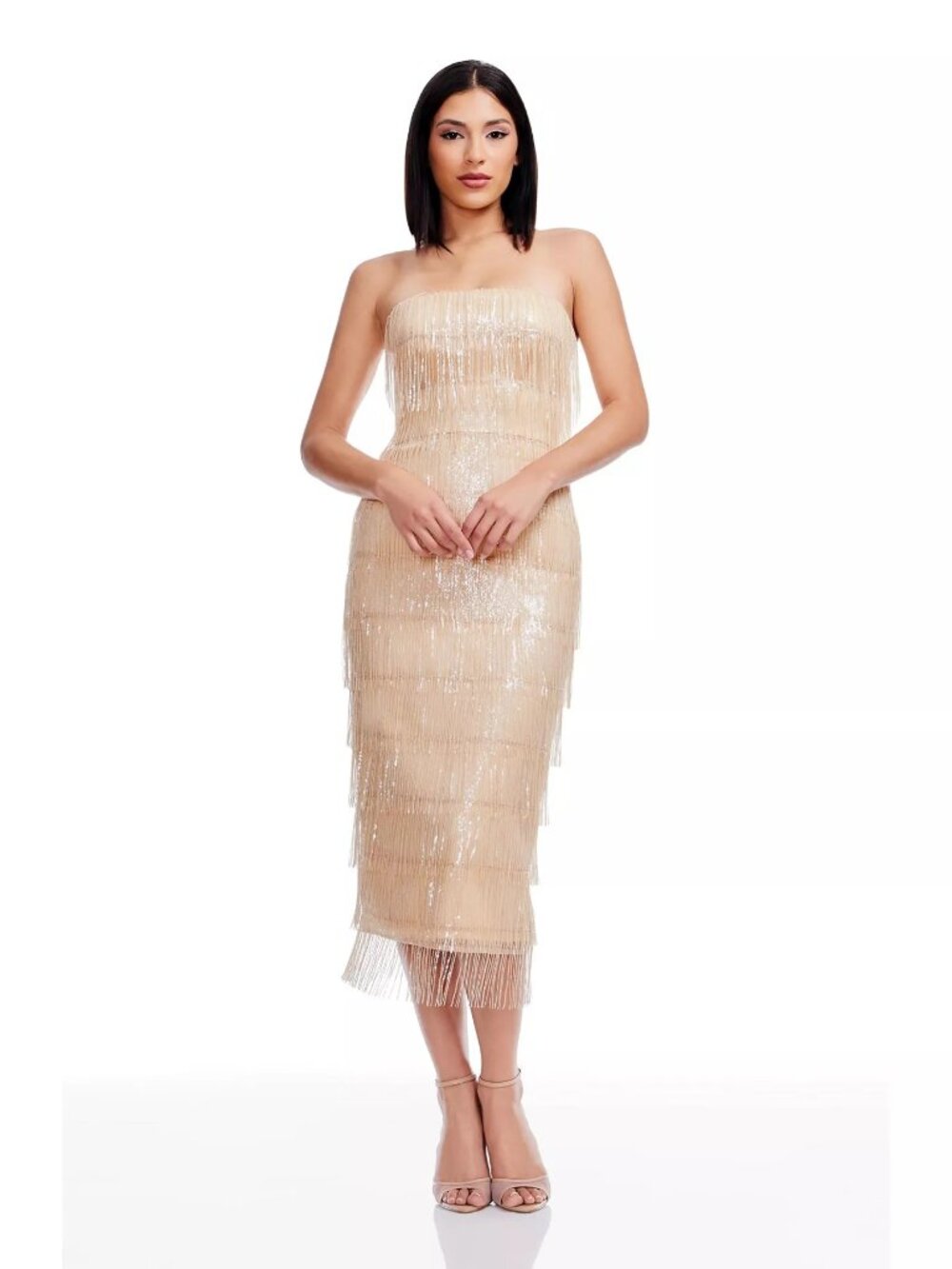 Dress the Population Women's Viviana Strapless Bodycon Dress Champagne